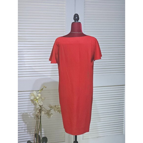 Love Moschino Women's Red Short Flutter Sleeve Relaxed Midi Dress Size 8 2790 - Picture 5 of 10